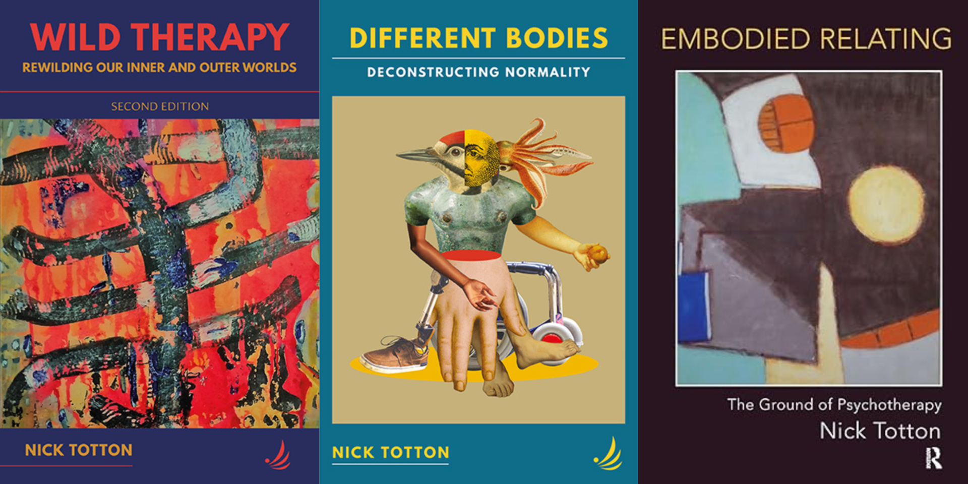 Nick Totton three body psychotherapy books: Wild Therapy, Different Bodies: Deconstructing normality, Embodied Relating